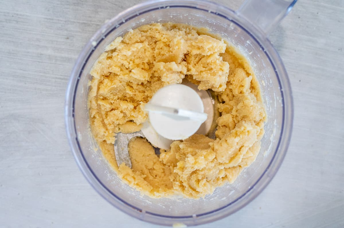 Amaretti biscuit dough in food processor