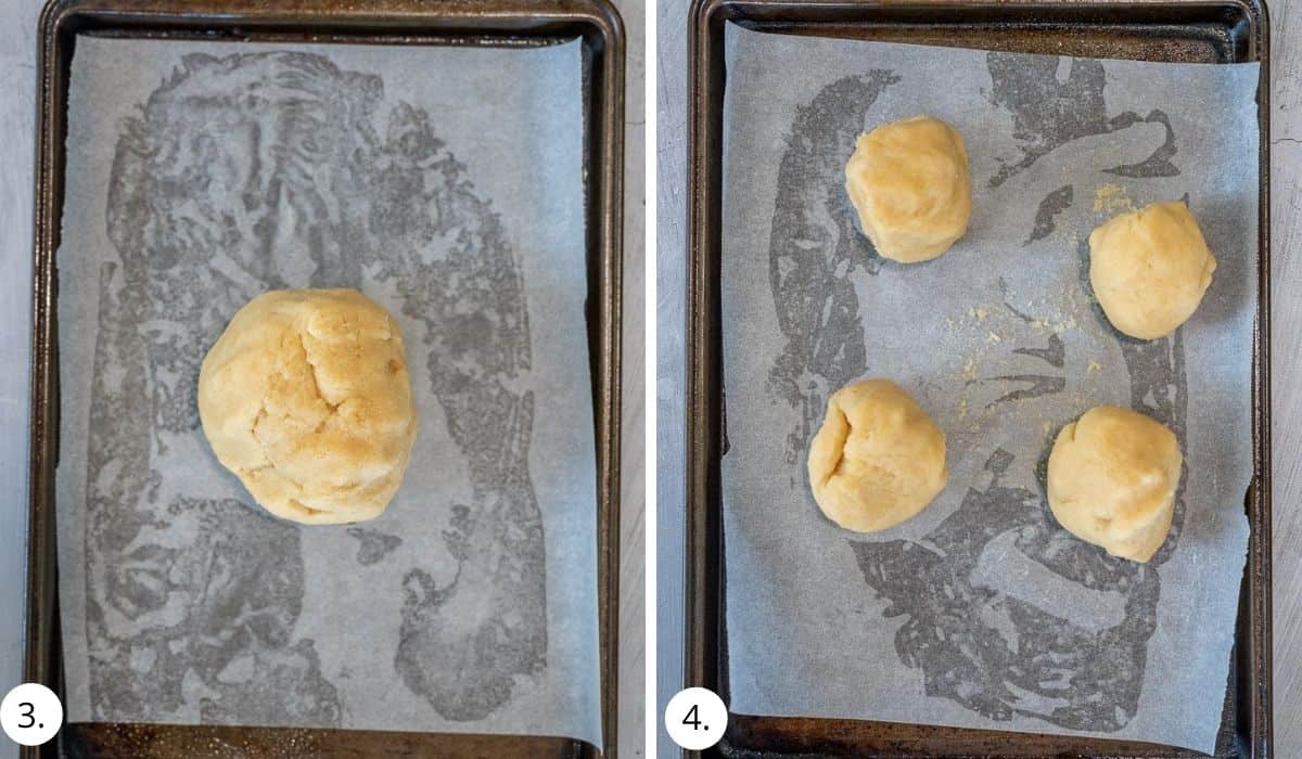 Amaretti biscuit dough rolled into a ball