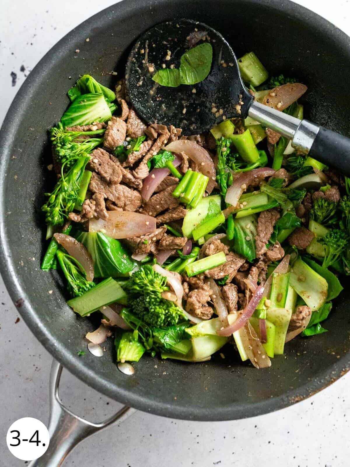 Szechuan Style Beef with vegetables  in a wok