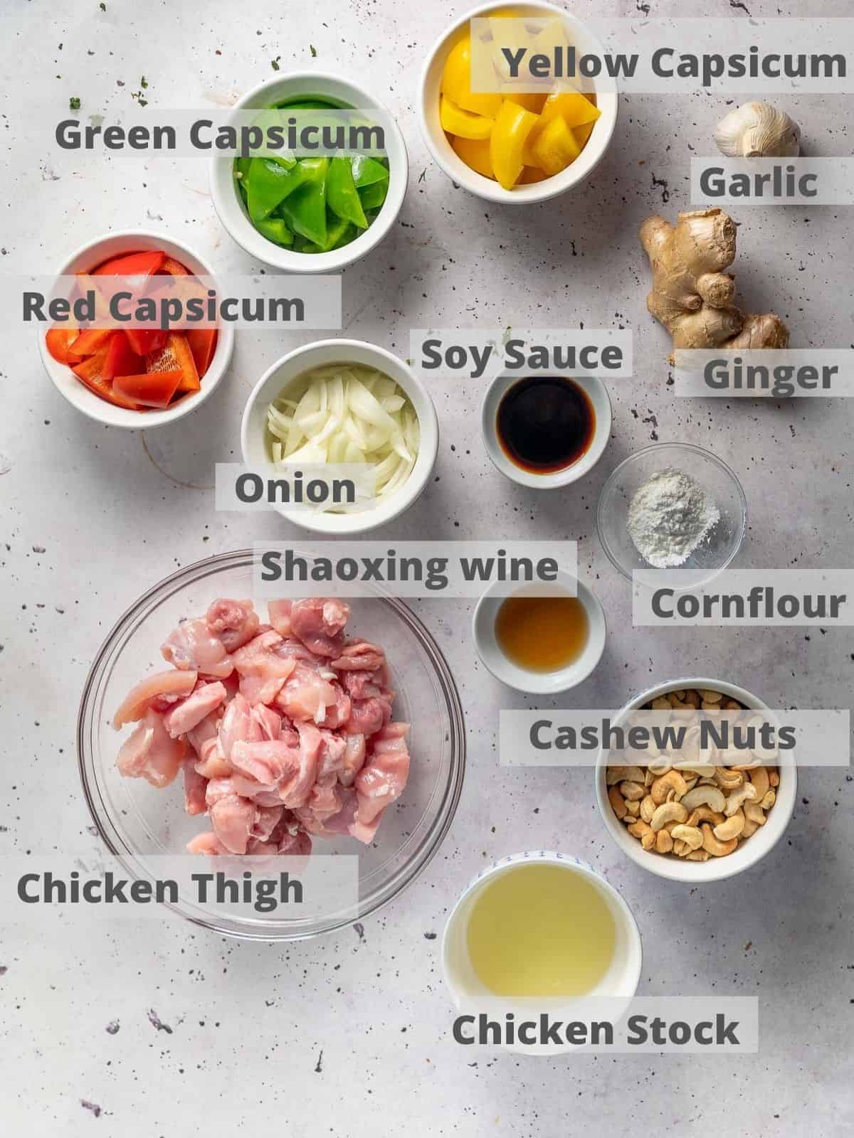 ingredients for cashew nut chicken