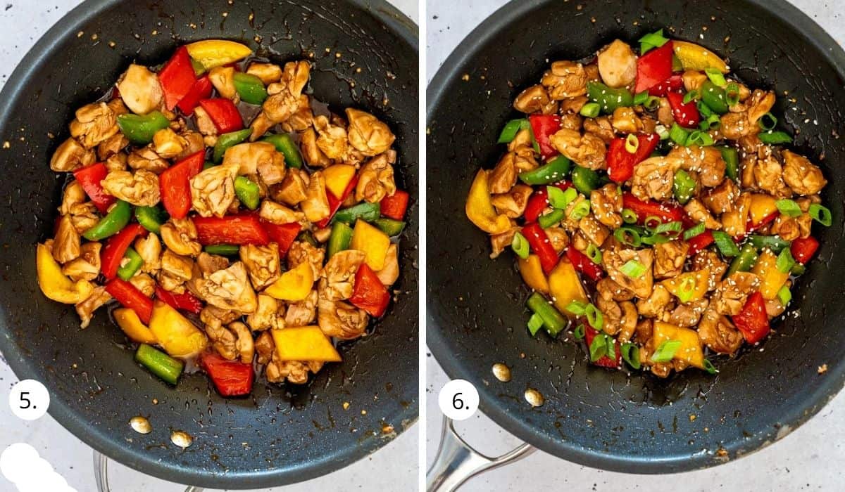 teriyaki chicken and veges in wok