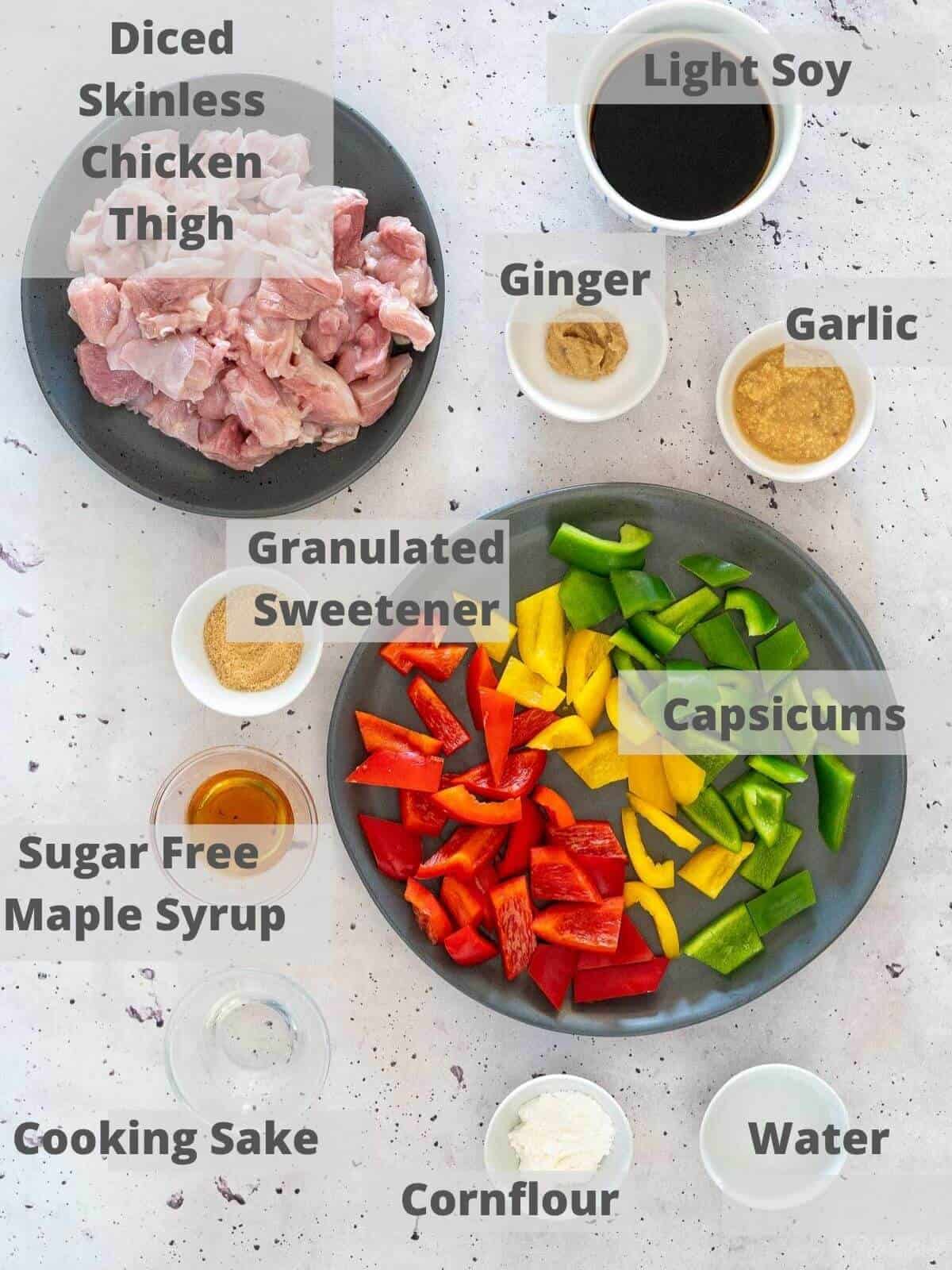 Ingredients for healthy teriyaki chicken