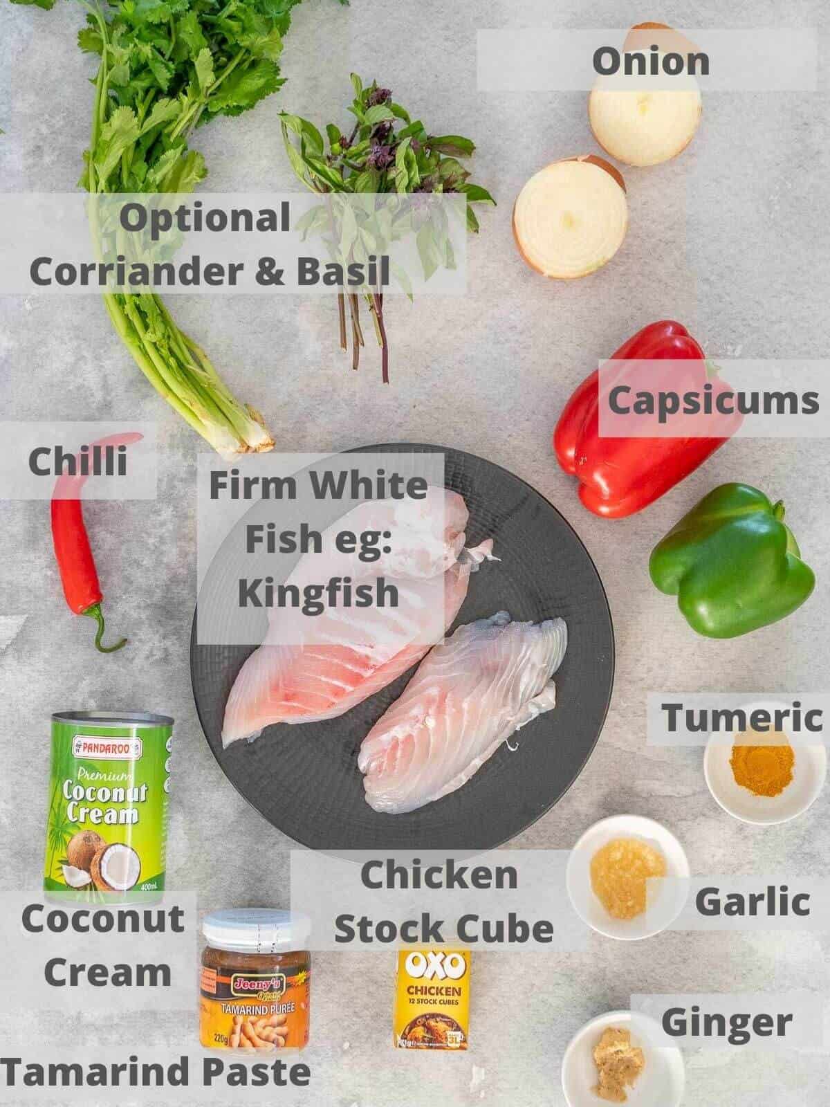 Kerala fish curry ingredients