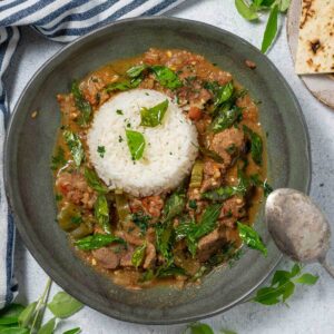 a bowl of kerala beef curry