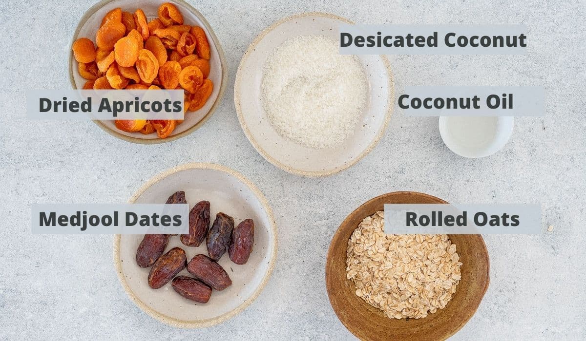 ingredients for apricot bliss balls