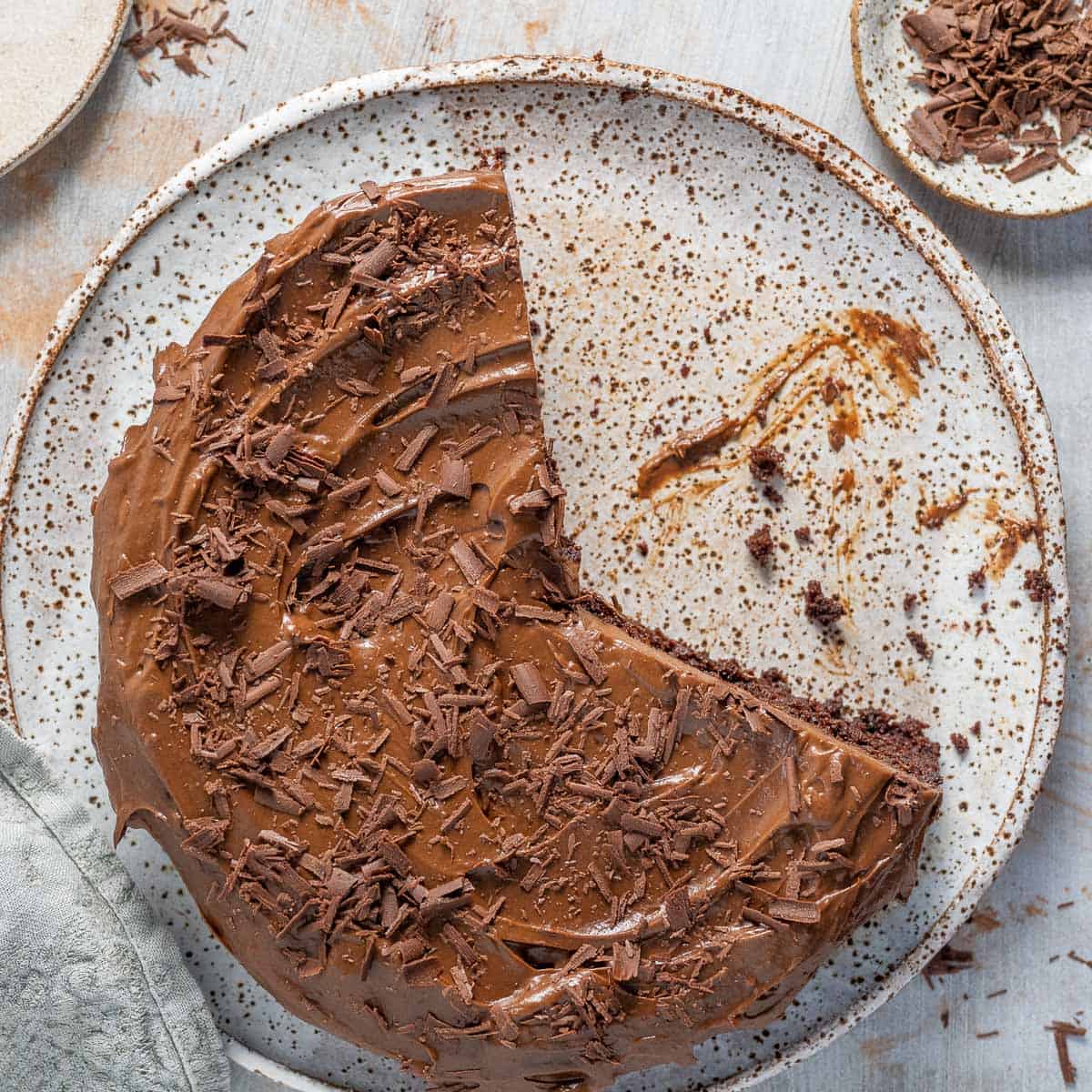 overhead chocolate black bean cake with frosting