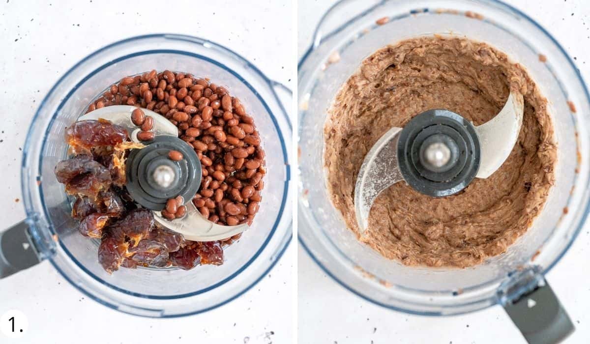 blitzing black beans and dates in food processor