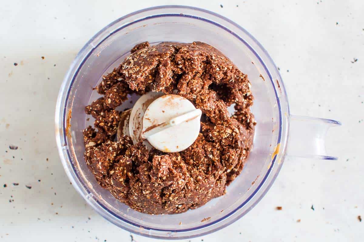 Date ball mixture in a food processor