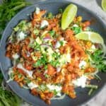 crispy smashed salmon with burrito filling in a bowl
