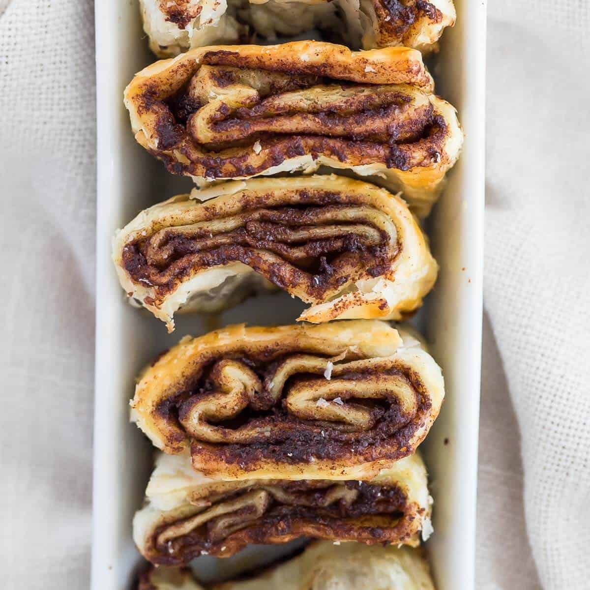 air fryer cinnamon rolls in a bowl