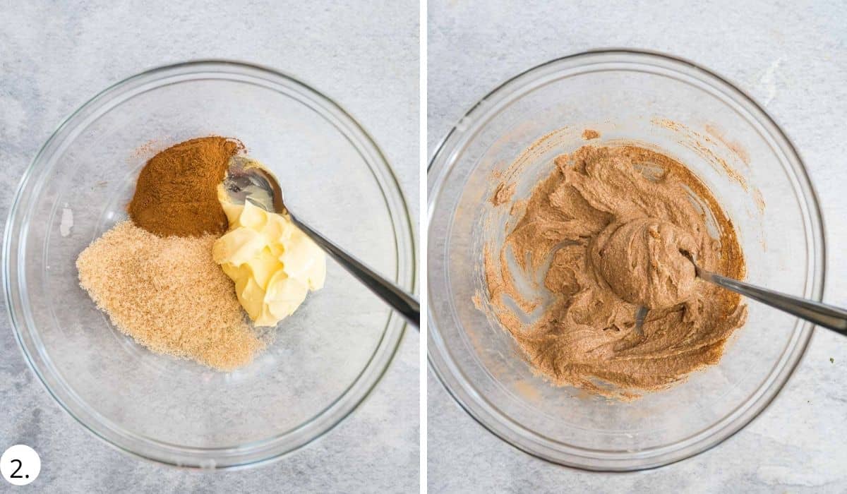 mixing ingredients for cinnamon sugar butter