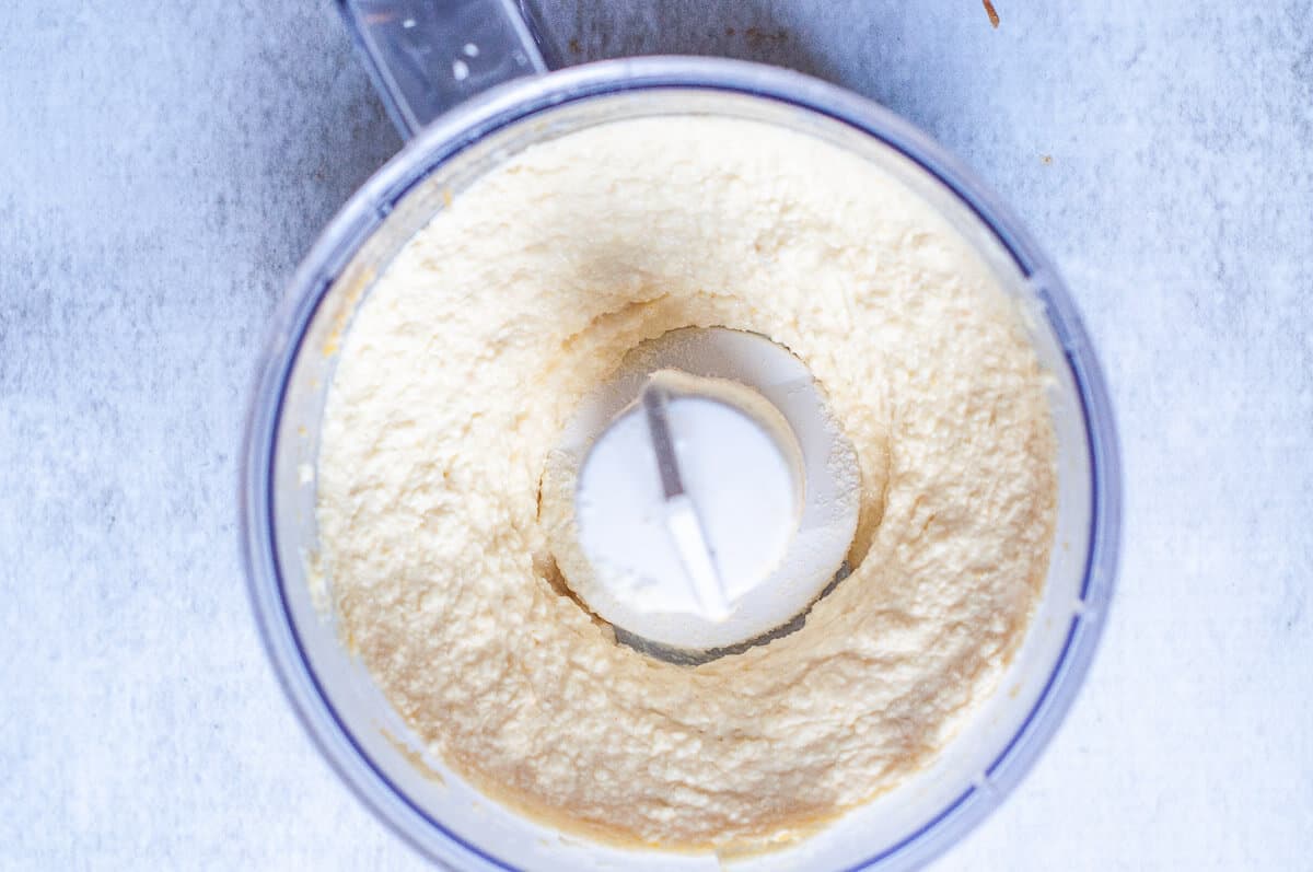 cheesecake ball mixture in food processor