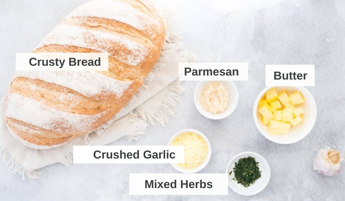 ingredients for air fryer garlic bread