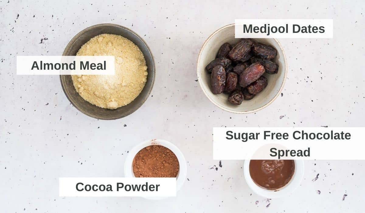 ingredients for chocolate date balls