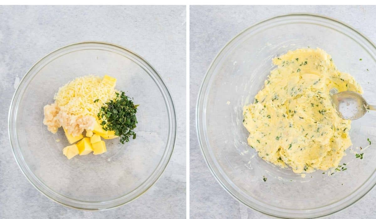 mixing garlic butter in a bowl