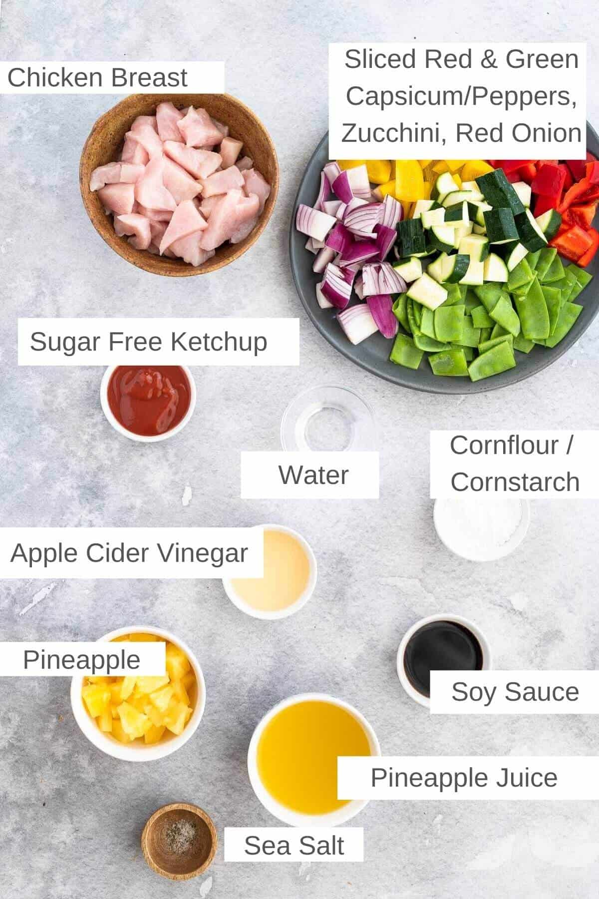 Ingredients for healthy sweet and sour chicken