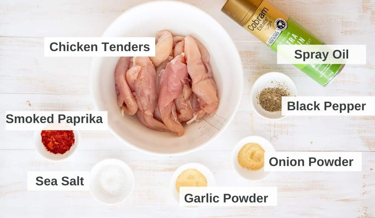 ingredients needed to make crispy air fry chicken tenders without breading or parmesan