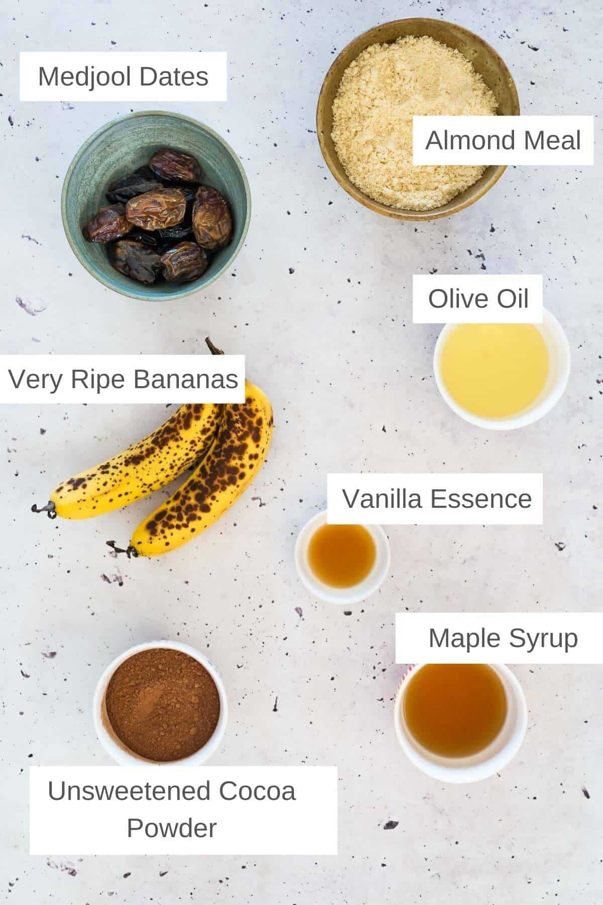 INgredients for chocolate banana brownies