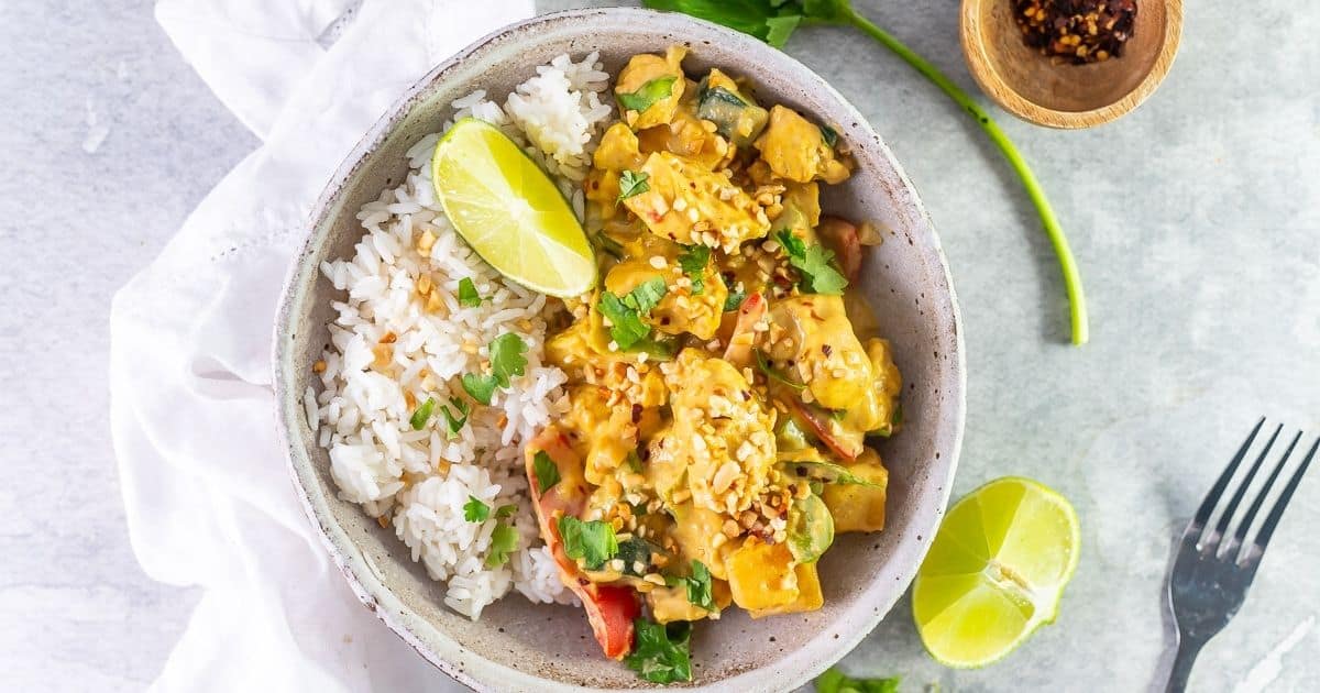 Chicken Satay Curry with Coconut Milk (Stovetop or Slow Cooker)