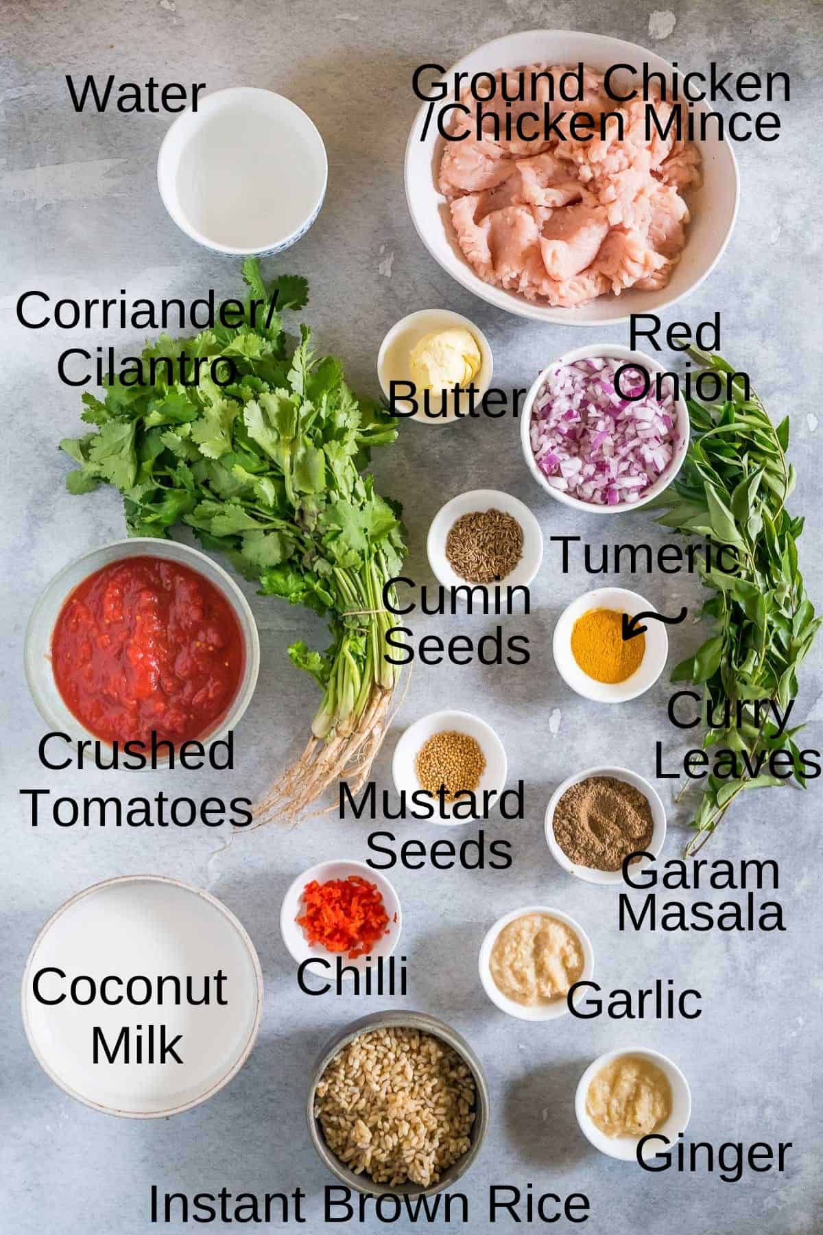 ingredients for butter chicken meatballs