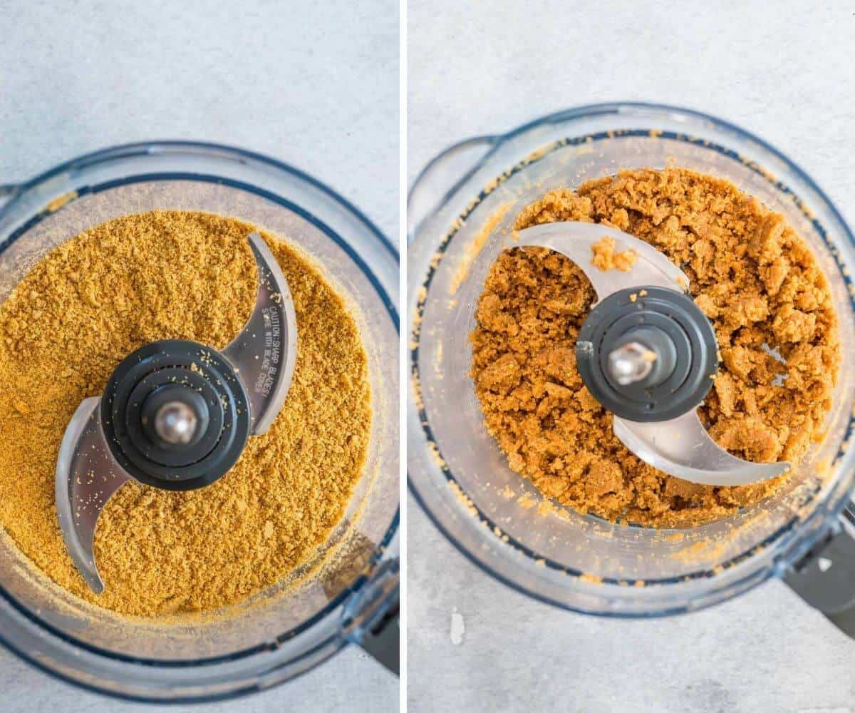 blitzing biscuit crumbs in food processor