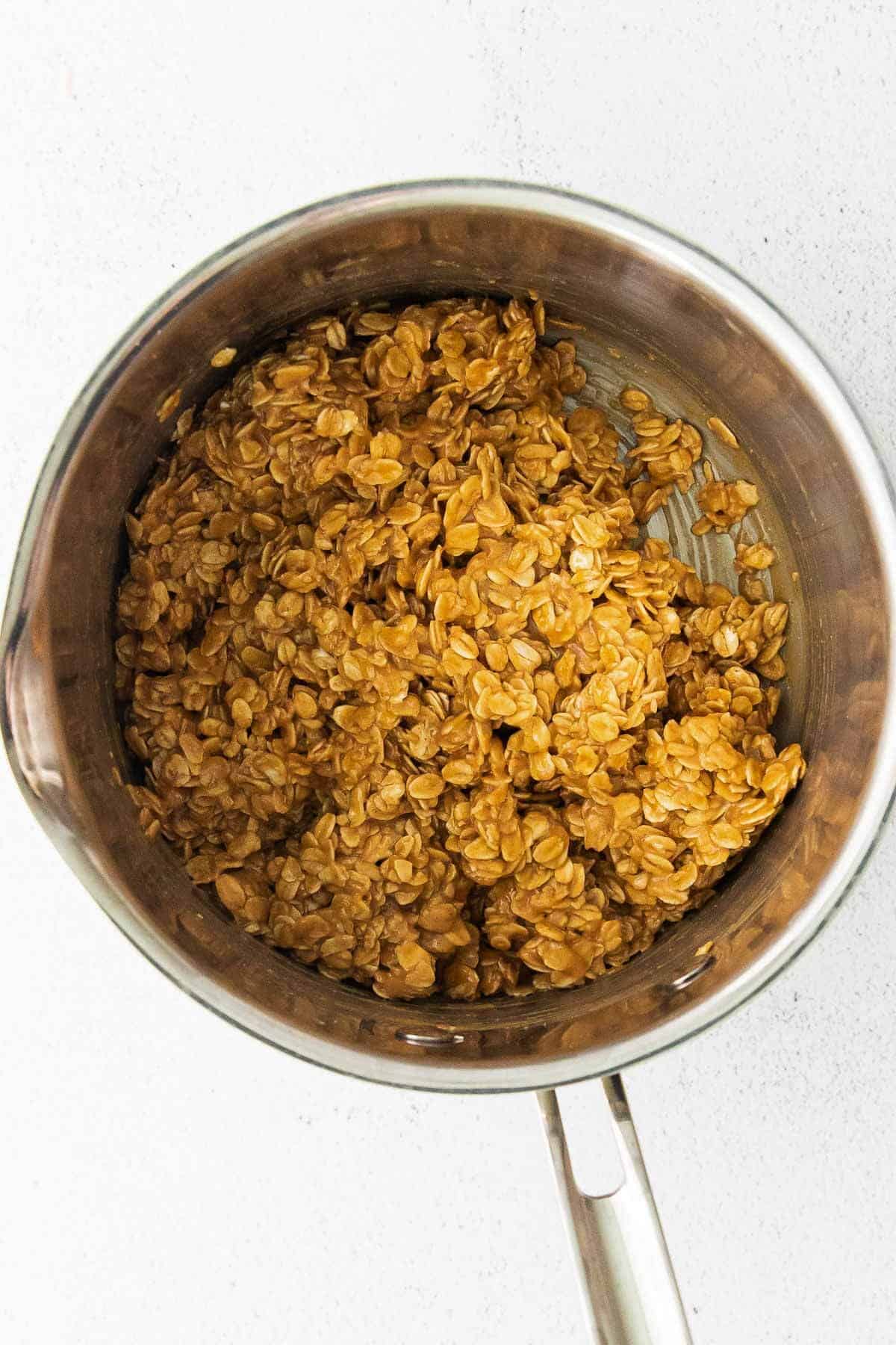 oat granola mixture in a pot