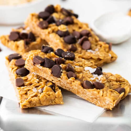 granola bars scattered on a bench