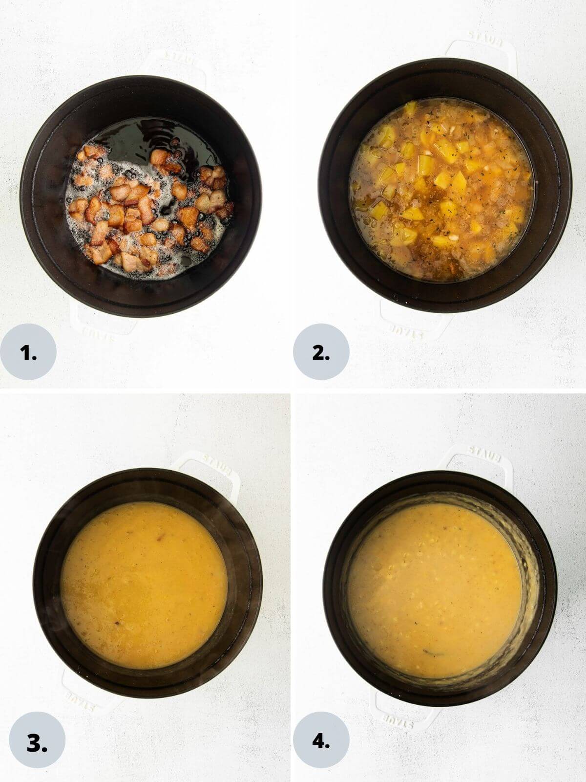 process shots for making corn chowder