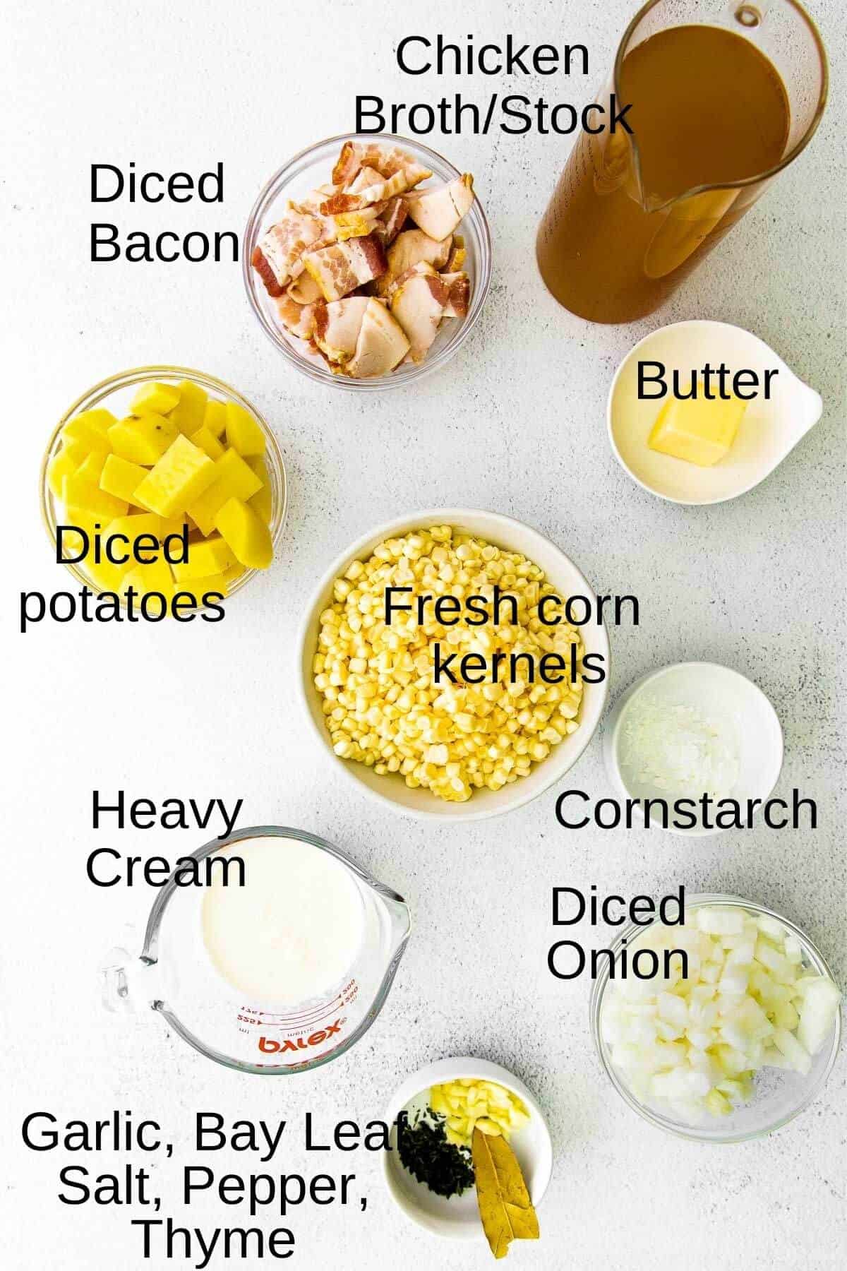 ingredients for summer corn chowder