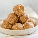 a stack of peanut butter oatmeal balls in a bowl