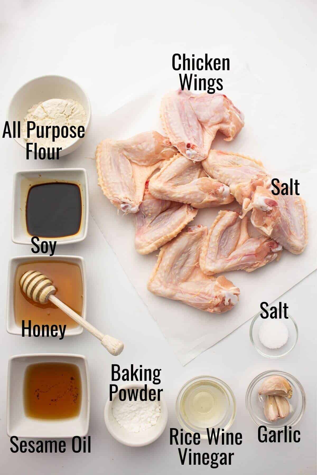 ingredients for honey soy chicken wings