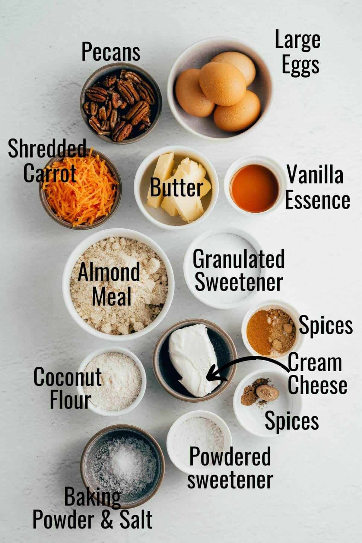 ingredients for low carb carrot cake