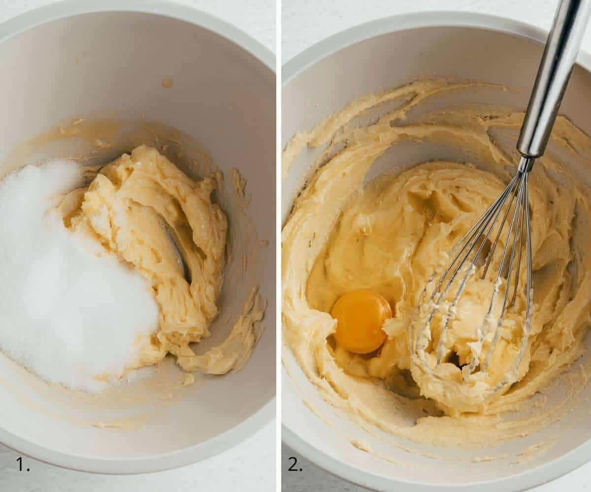 creaming butter, sweetener and eggs in a bowl