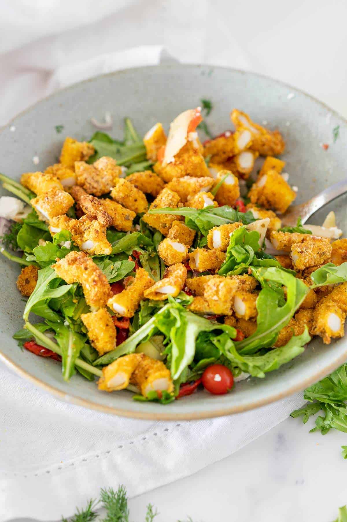 Air fryer calamari salad bowl