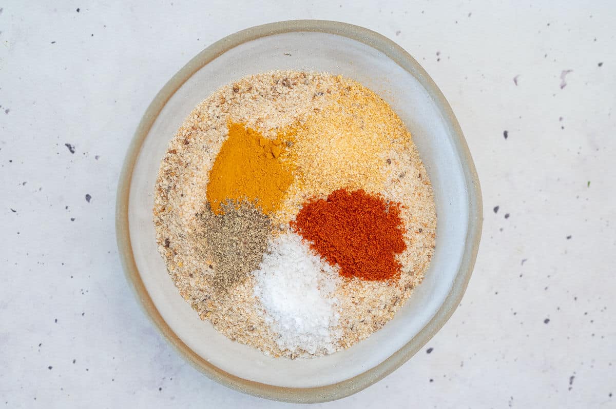 breadcrumb mixture in a bowl