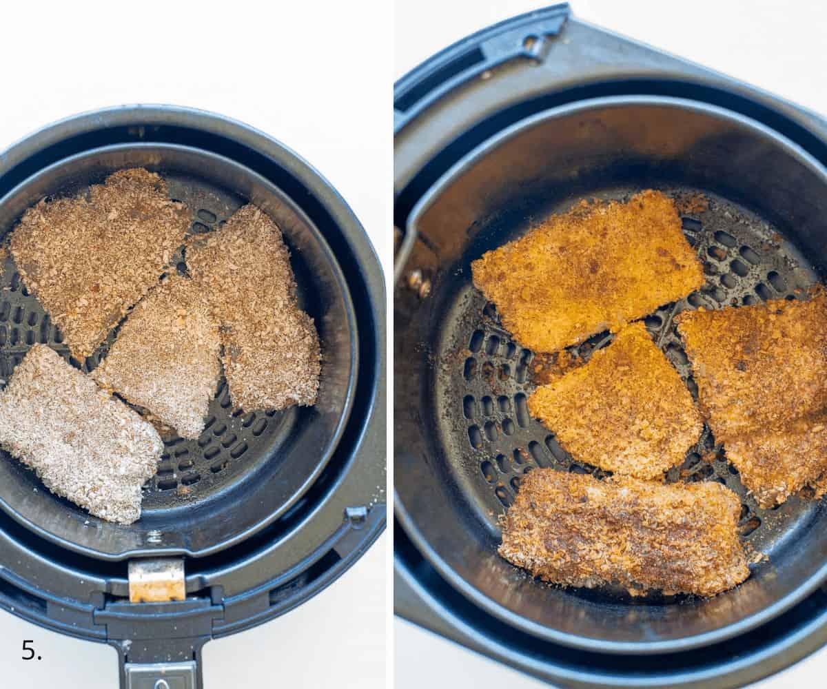 cooking breaded fish in an air fryer