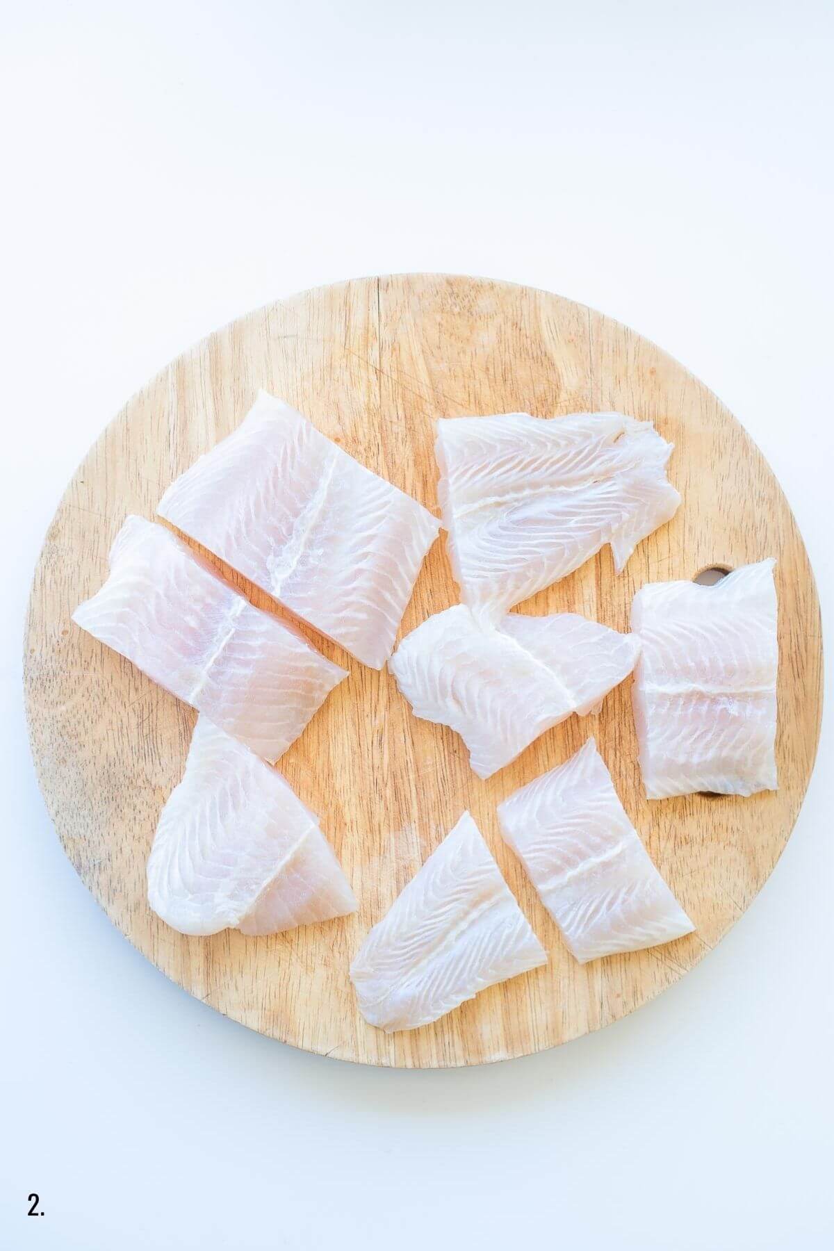 fish fillets on a chopping board