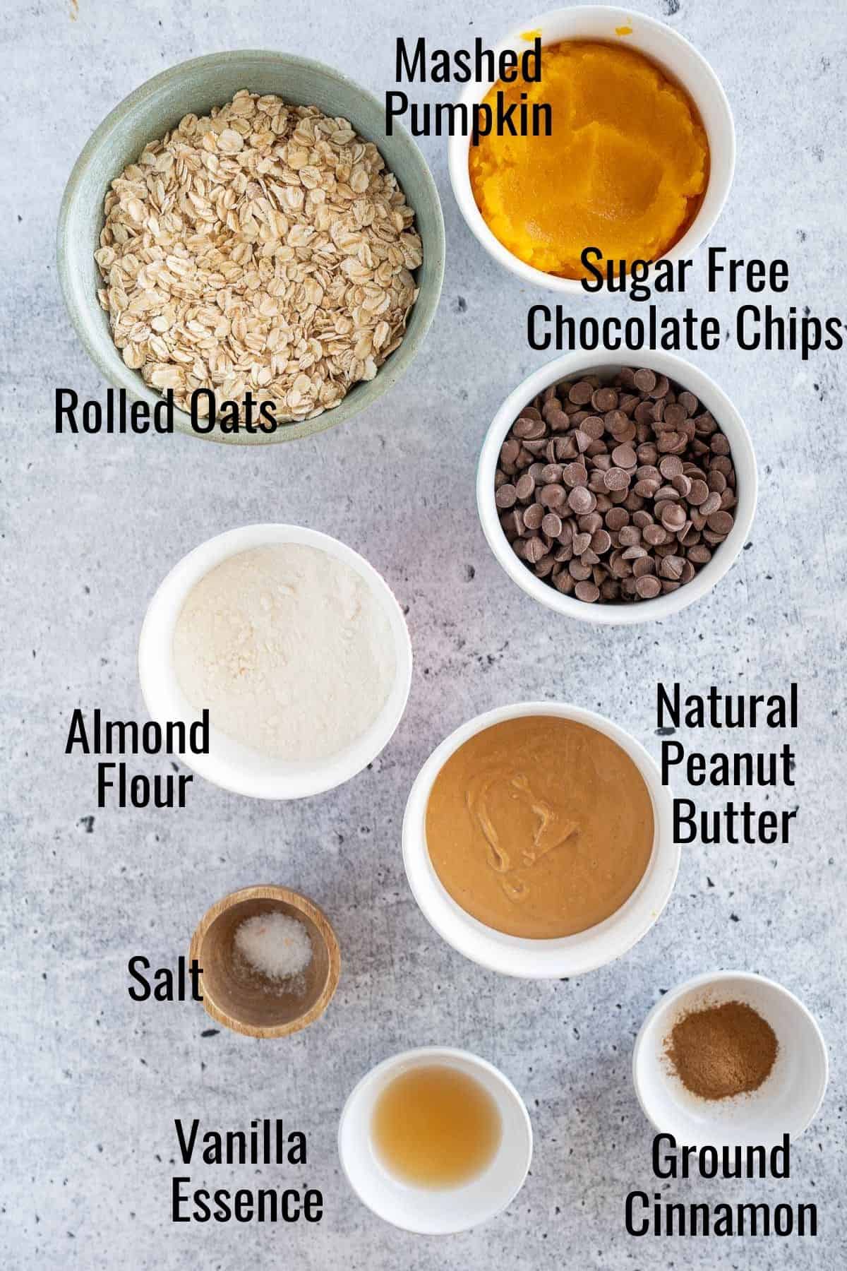 Ingredients for pumpkin energy balls with almond flour