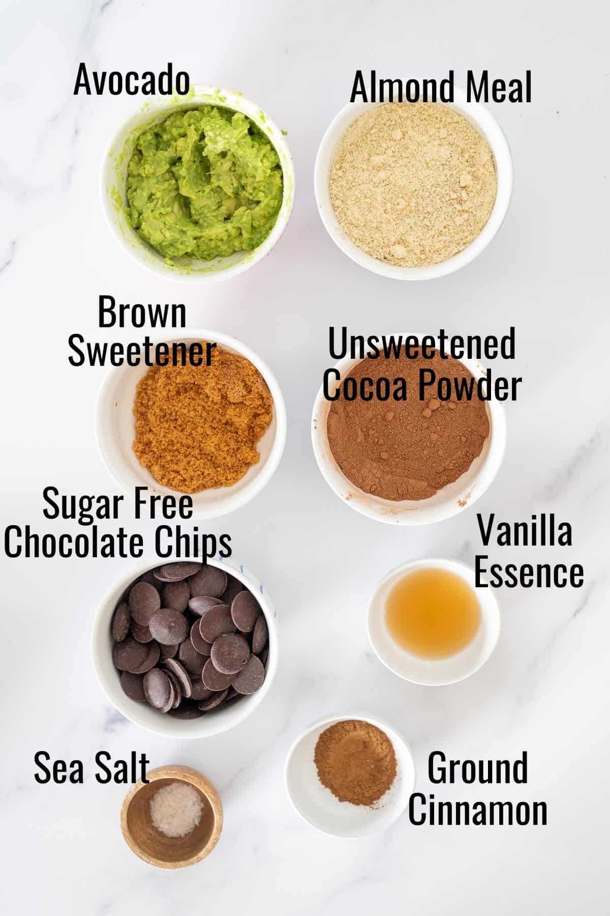 ingredients for chocolate avocado truffles