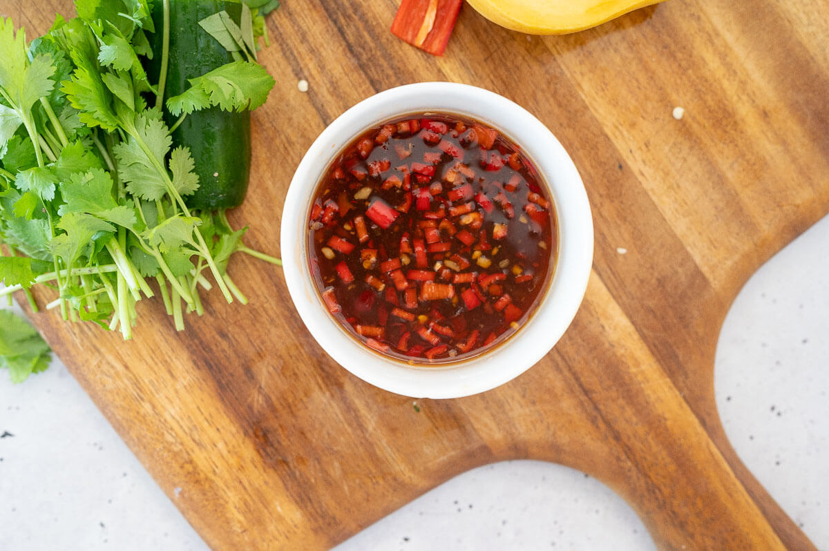 homemade thai salad dressing in a bowl