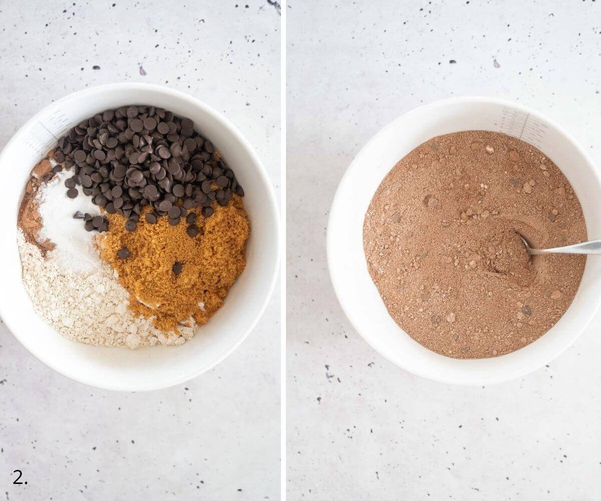 mixing dry ingredients for sweet potato muffins