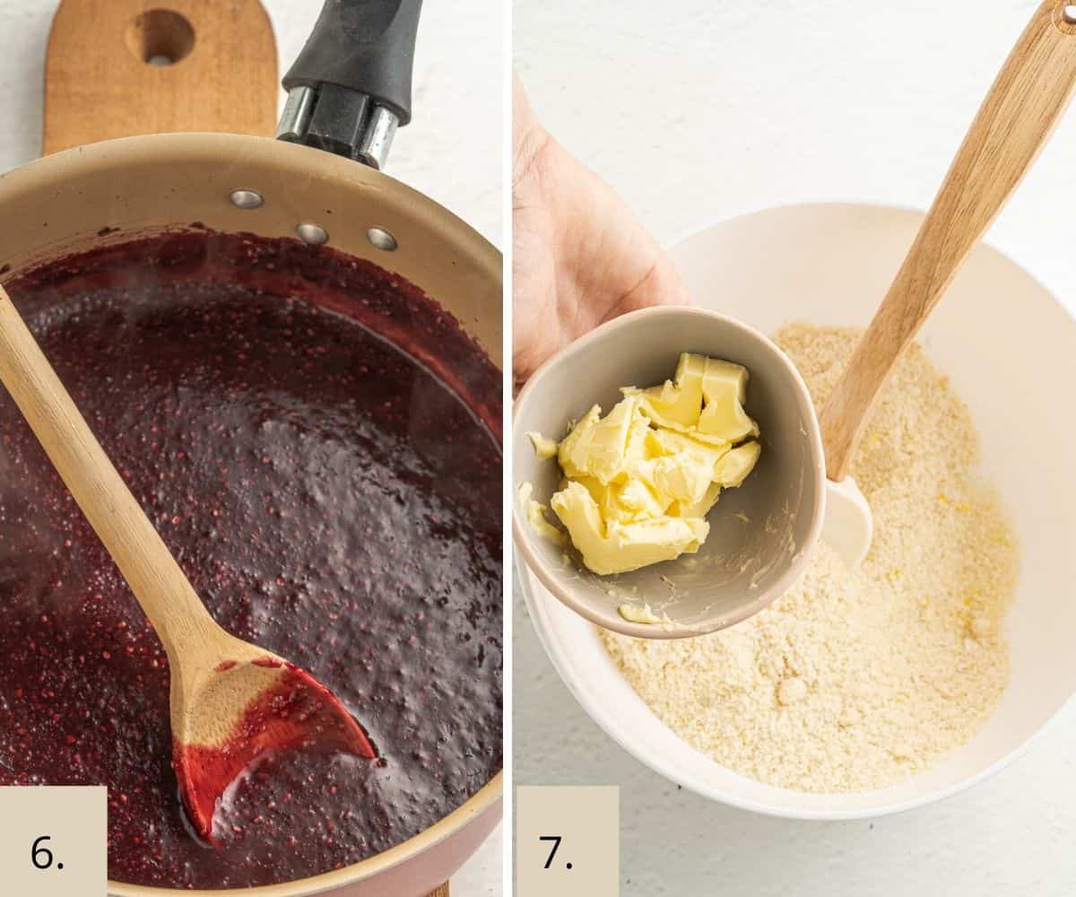 berry jam cooking in a pot