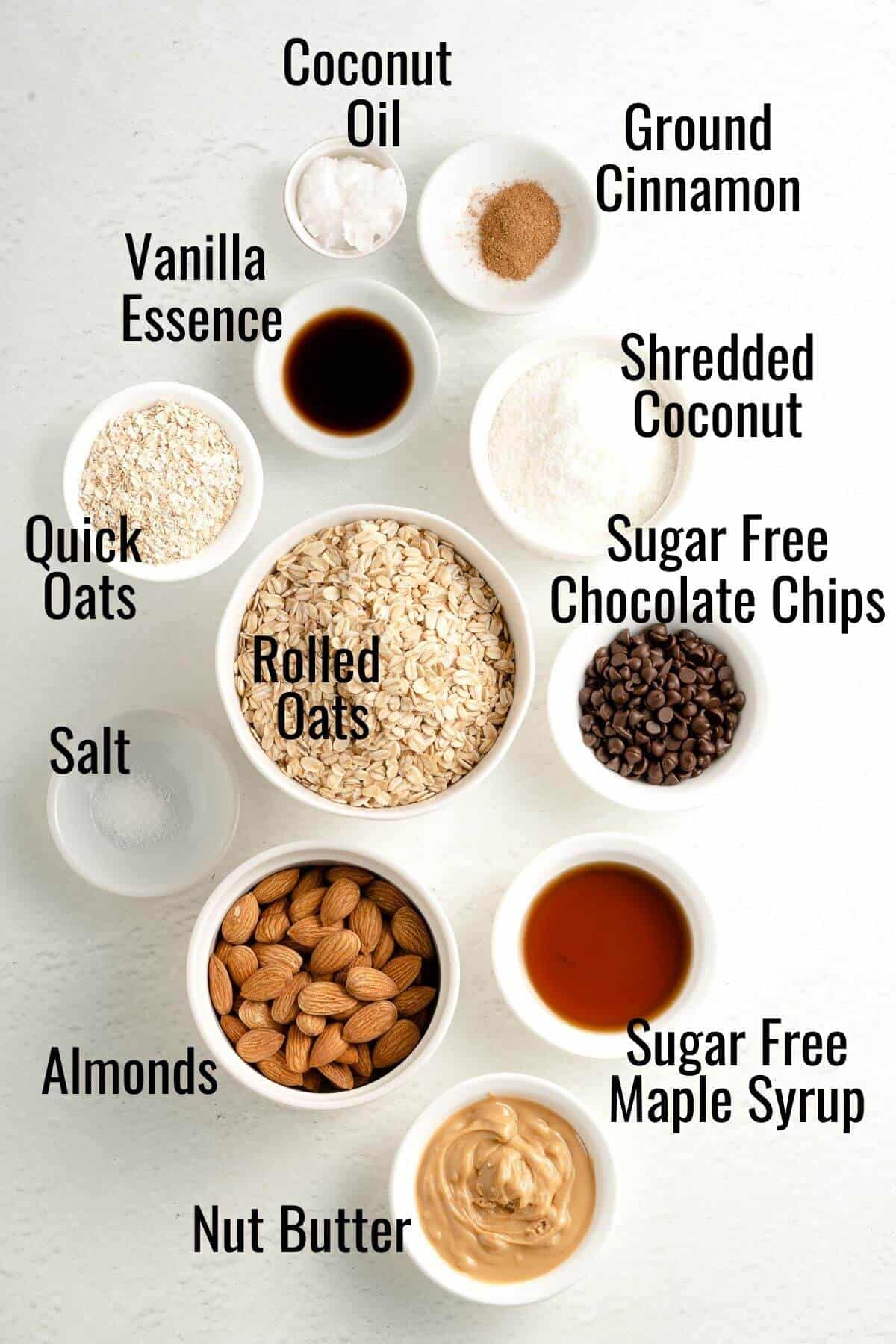 ingredients to make No Bake Chocolate Oat Bars