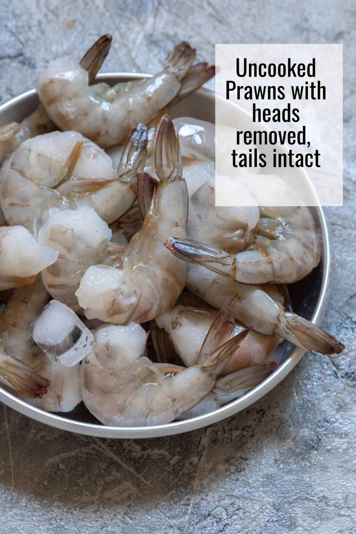 bowl of uncooked prawn