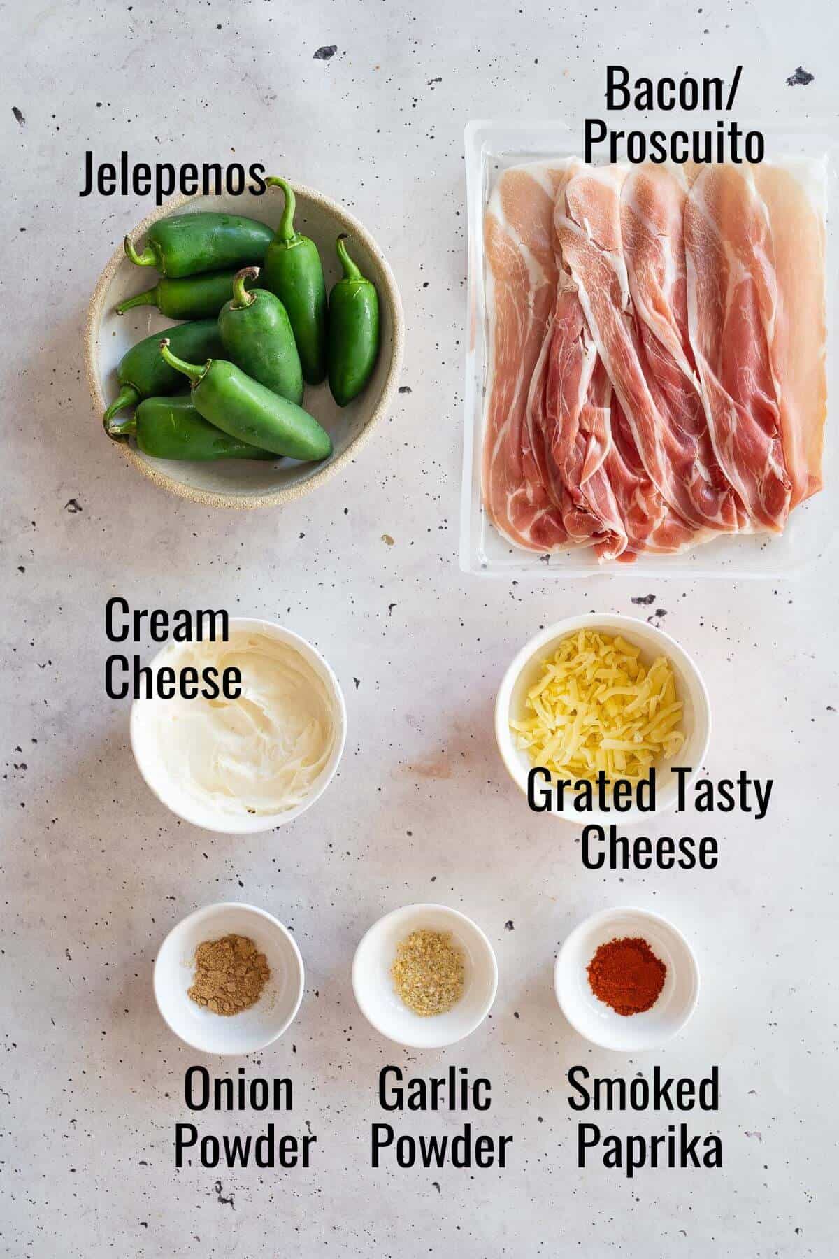 ingredients needed to make bacon jalapeno poppers