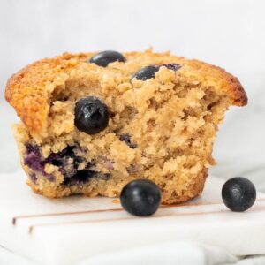 Blueberry Oatmeal Muffin with a bite out