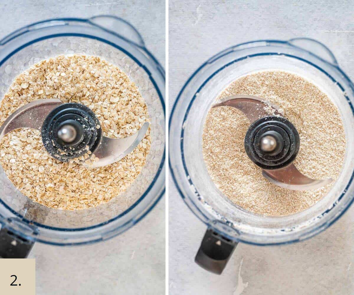 blitzing oats in a food processor