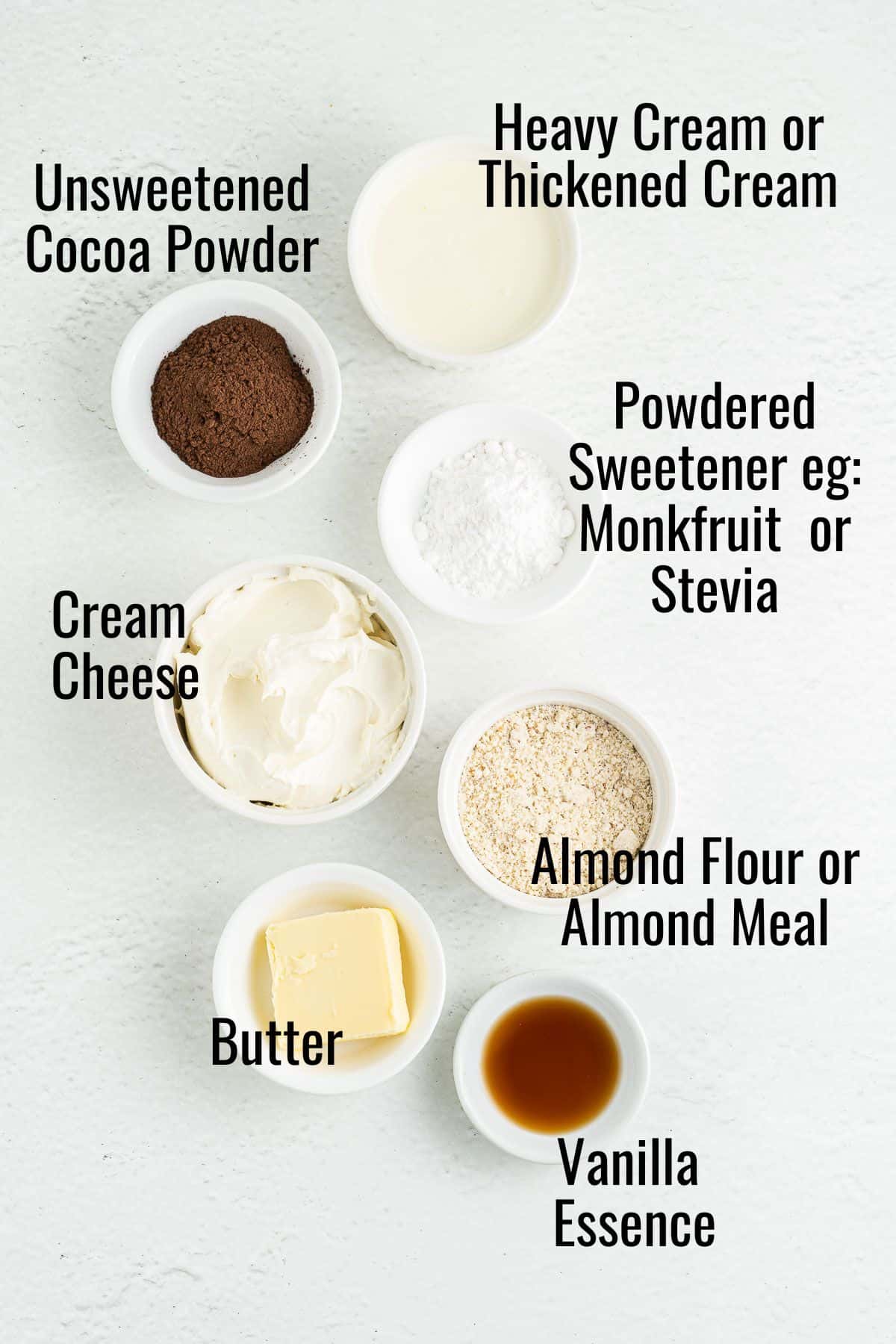 ingredients for making chocolate cheesecake in a jar