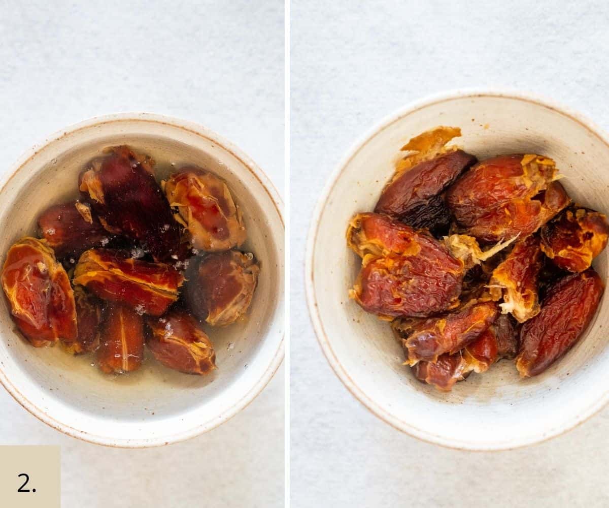 softening dates on a bowl of water