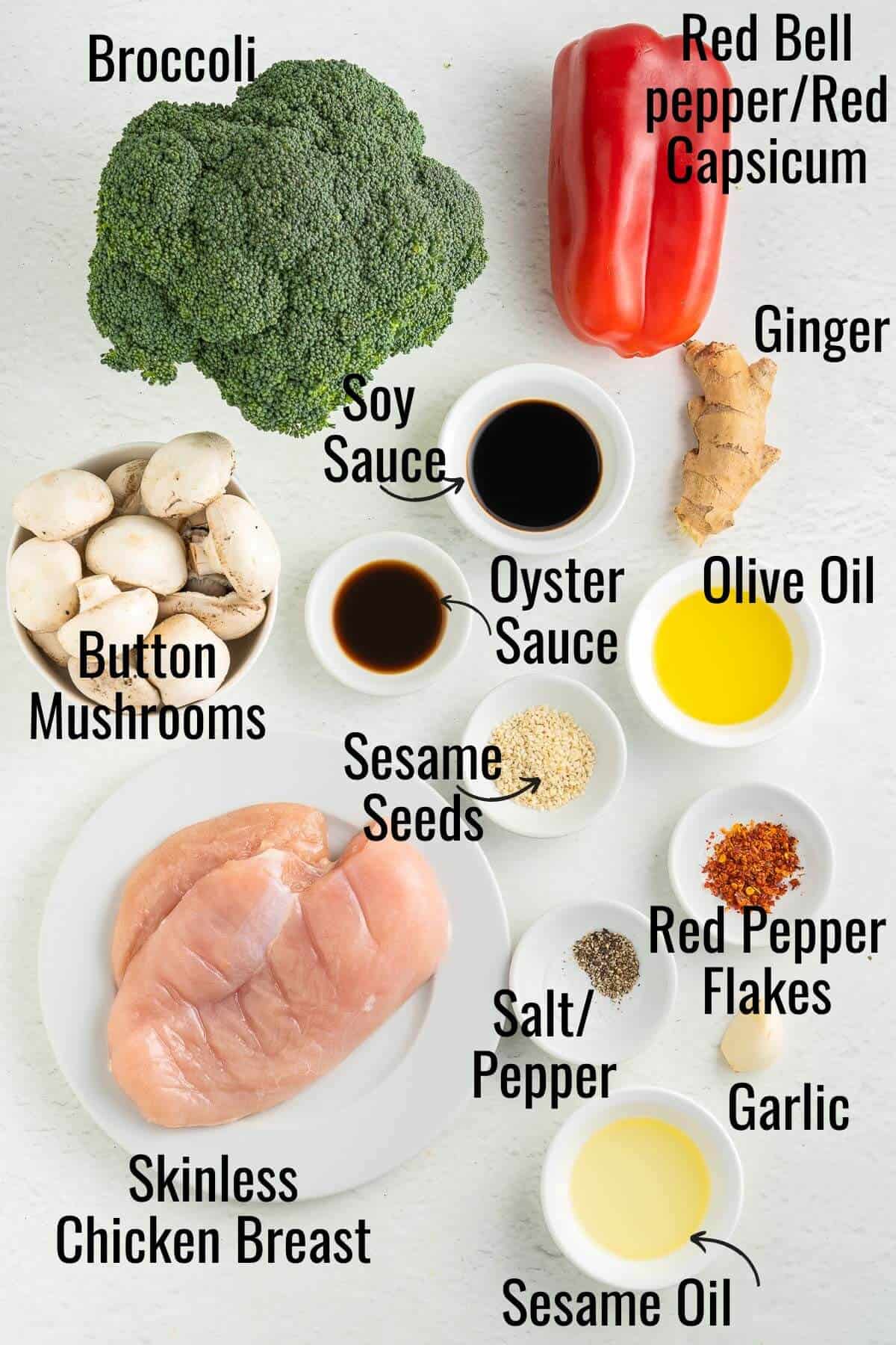 Ingredients needed to make chicken broccoli stir fry in brown sauce